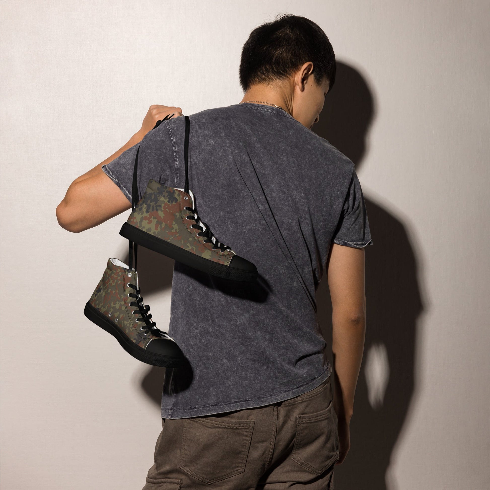 German Flecktarn CAMO Mens High-Top Canvas Shoes