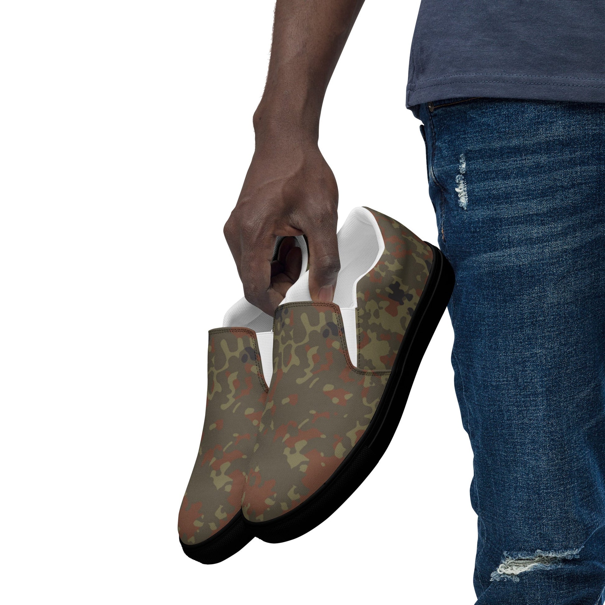 German Flecktarn CAMO Mens Slip-On Canvas Shoes