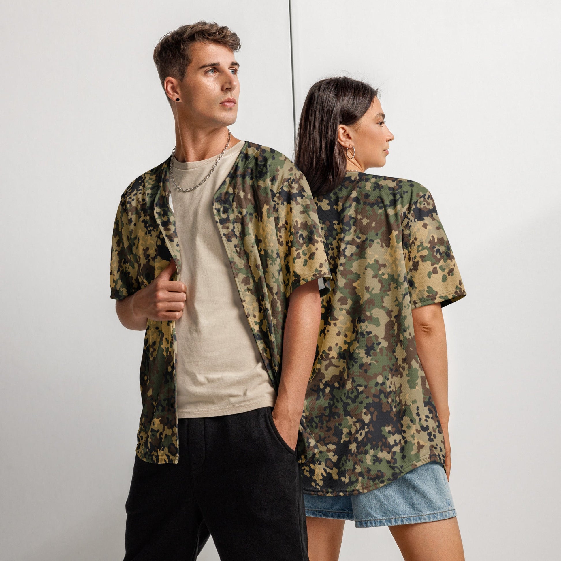 German Flecktarn Multi-terrain CAMO baseball jersey - 2XS - Baseball Jerseys
