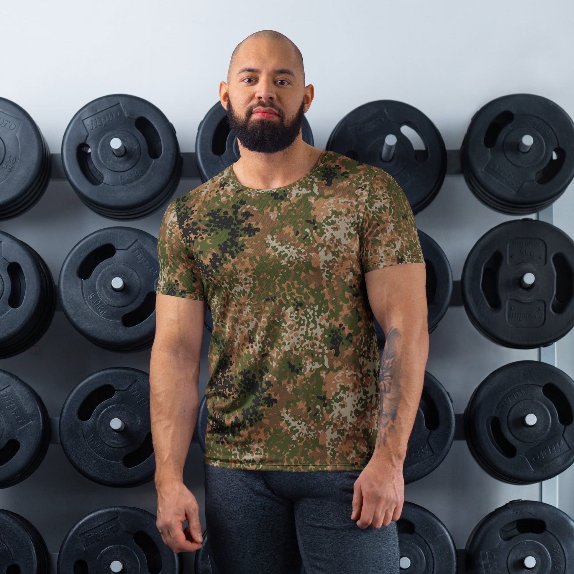 German Flecktarn Multi-terrain CAMO Mens Athletic T-Shirt - XS