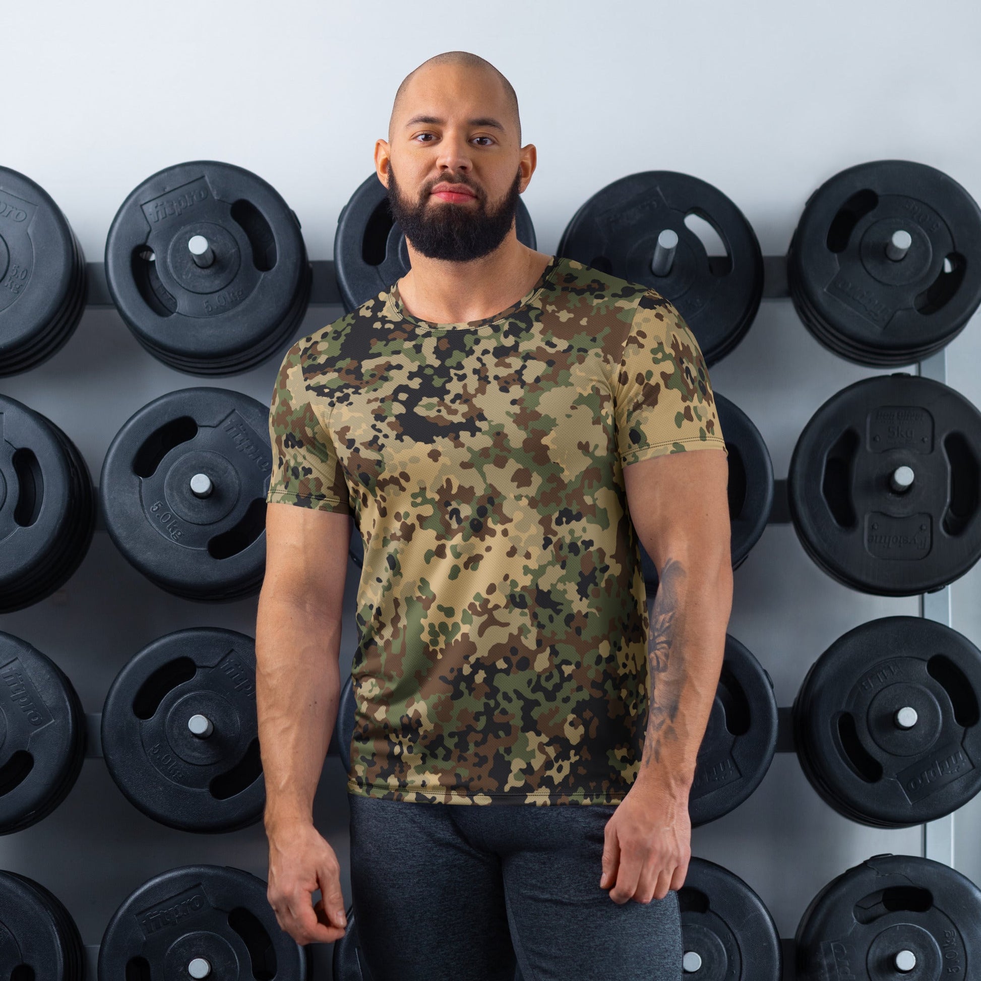 German Flecktarn Multi-terrain CAMO Mens athletic t-shirt - XS - Athletic T-Shirts