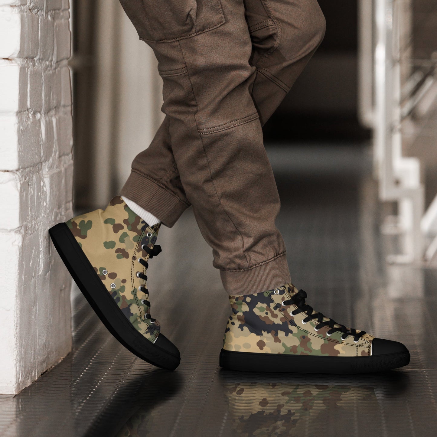 German Flecktarn Multi-terrain CAMO Mens high top canvas shoes - 5 - High Top Canvas Shoes