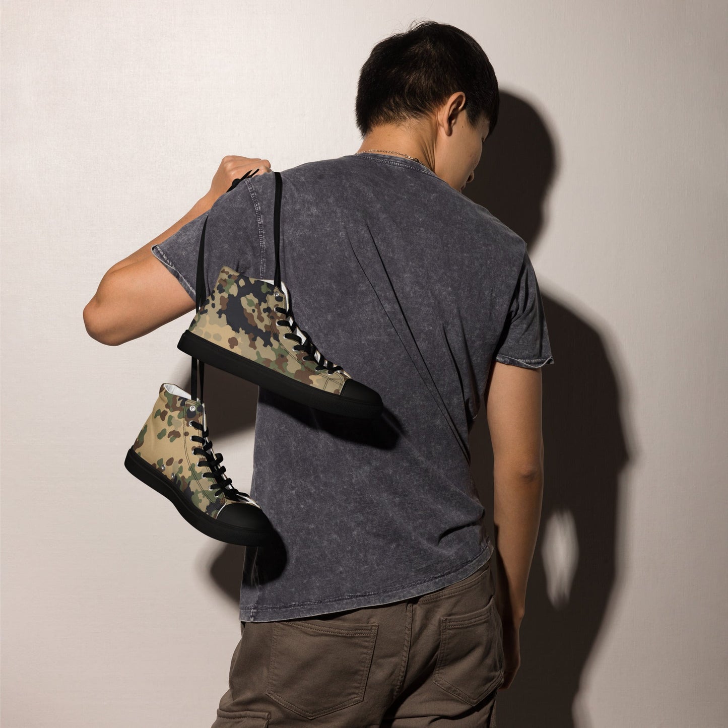 German Flecktarn Multi-terrain CAMO Mens high top canvas shoes - High Top Canvas Shoes