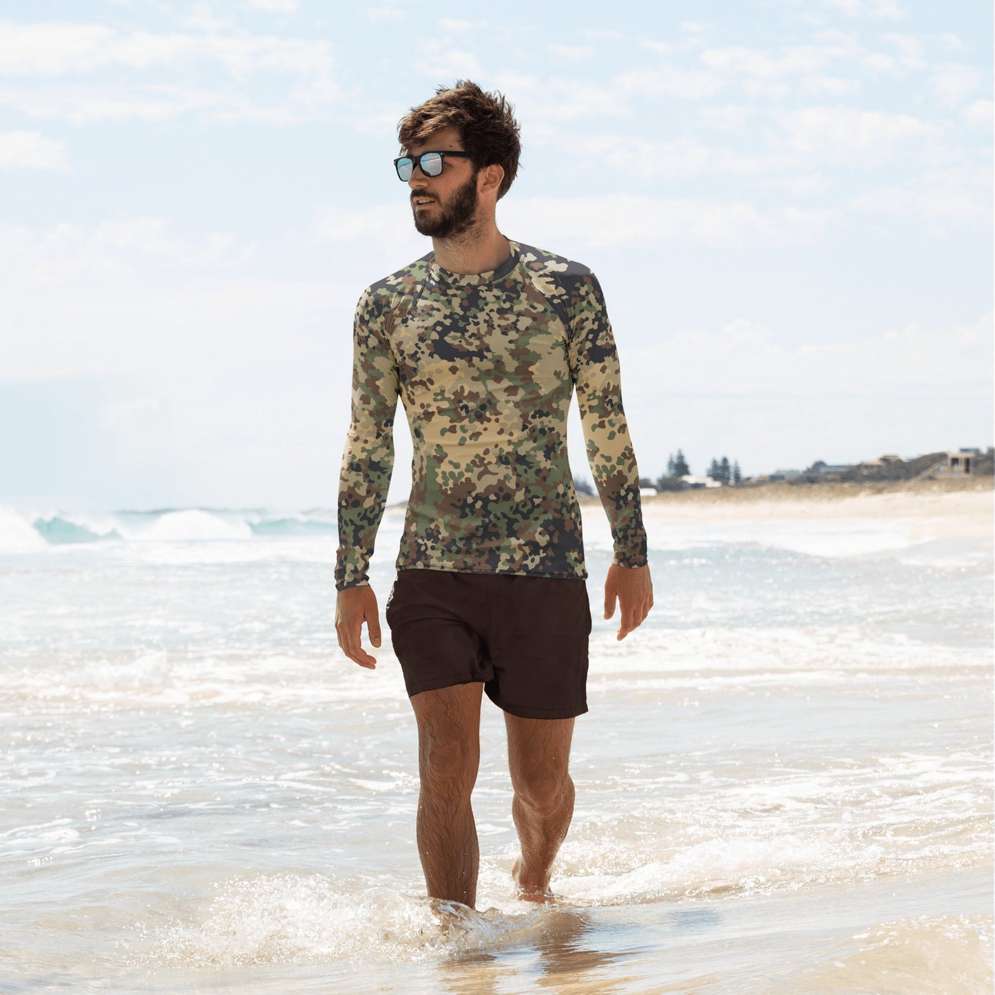German Flecktarn Multi-terrain CAMO Mens Long-sleeve Rash Guard - XS - Guards