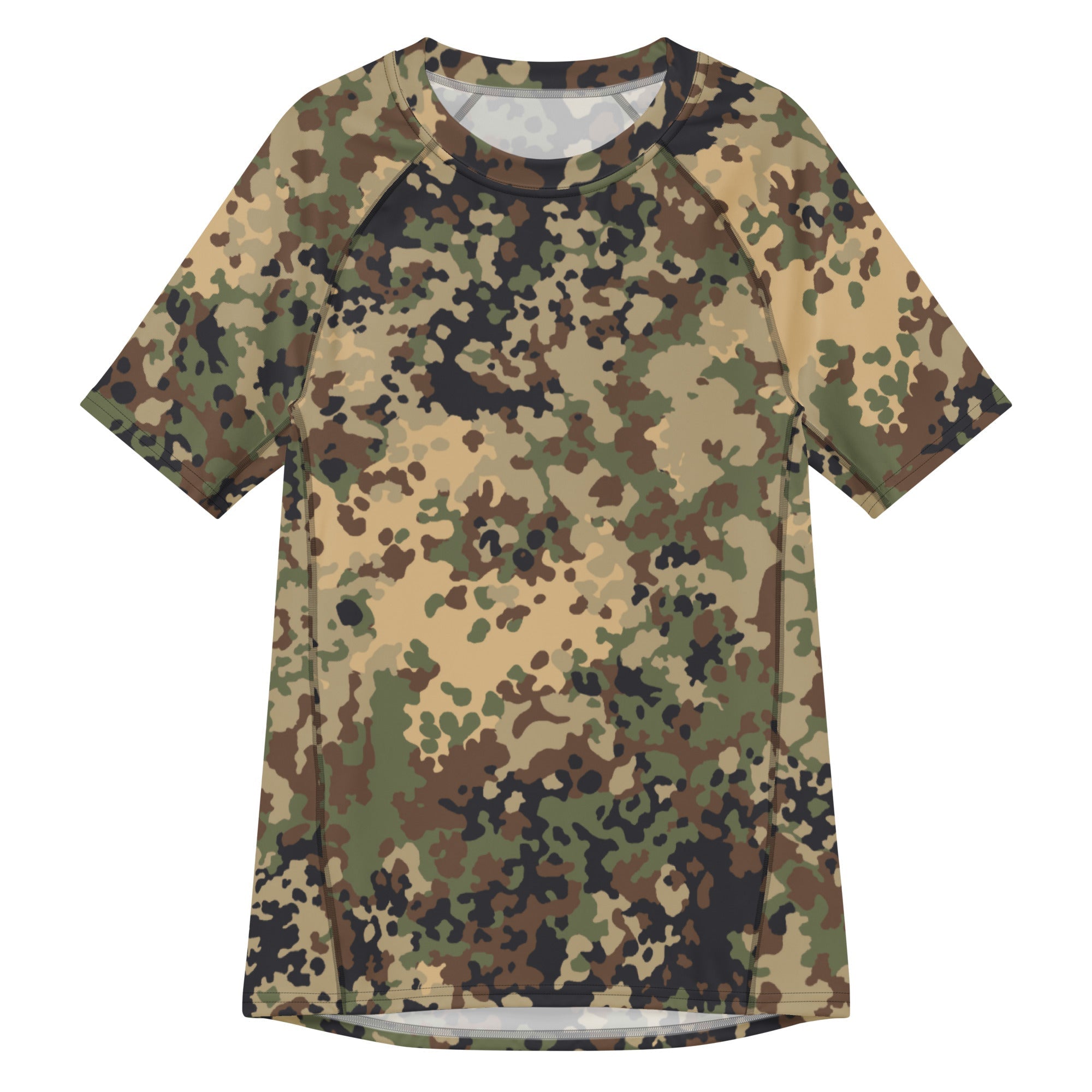 German Rash Guard CAMO HQ - German Flecktarn Multi-terrain CAMO Mens Short-Sleeve Rash ...