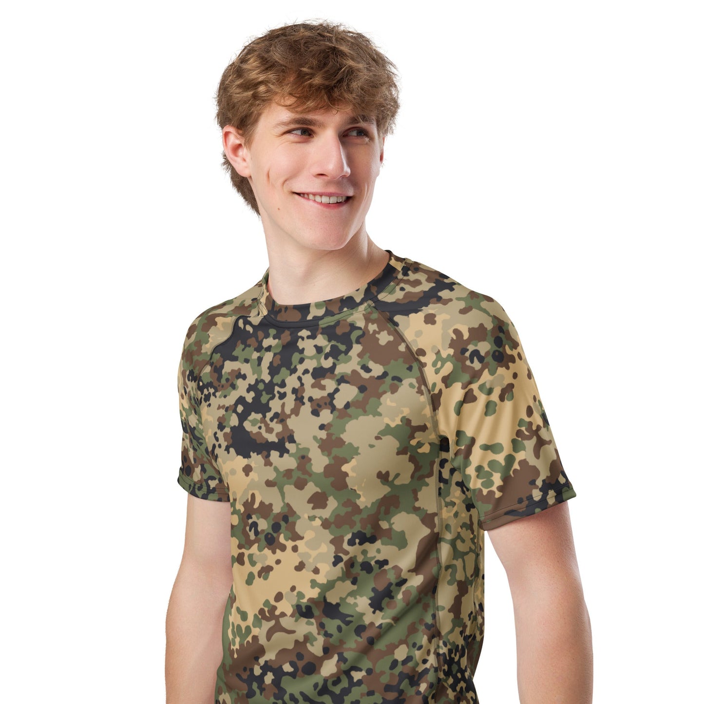 German Flecktarn Multi-terrain CAMO Mens Short-Sleeve Rash Guard - Short-sleeve Guards