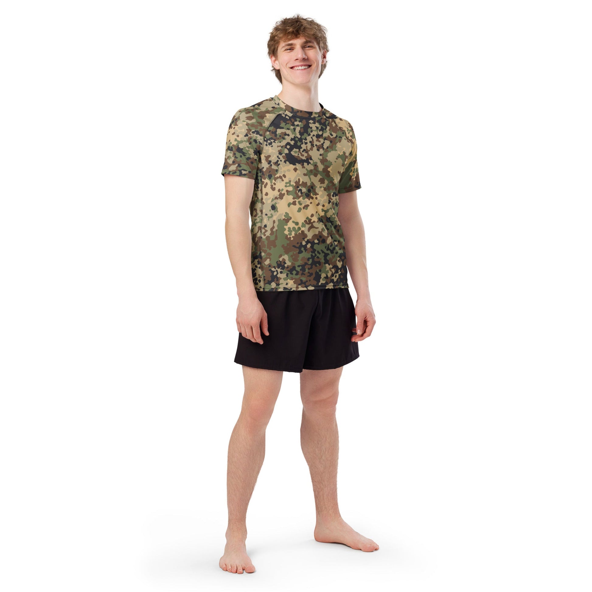 German Flecktarn Multi-terrain CAMO Mens Short-Sleeve Rash Guard - Short-sleeve Guards