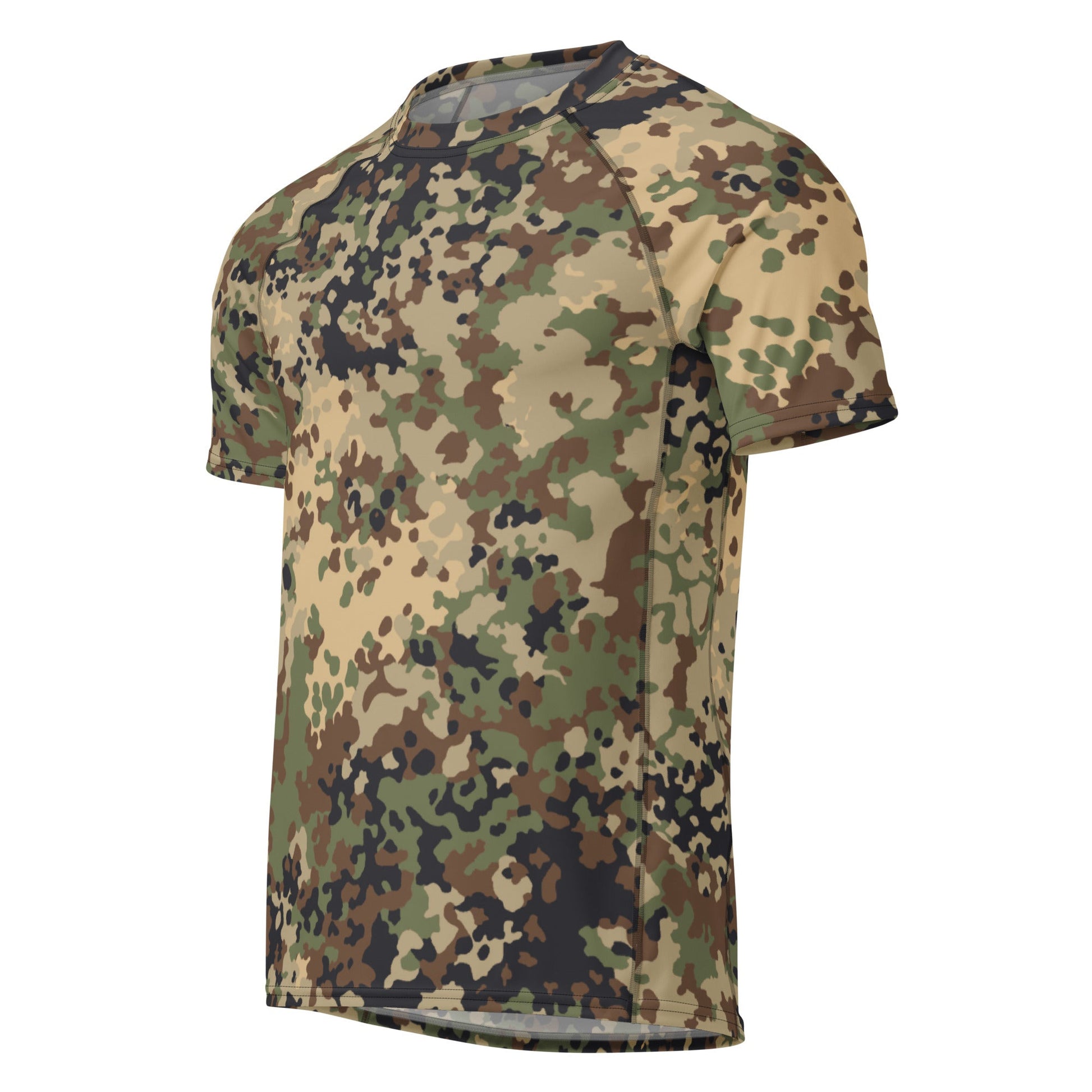 German Flecktarn Multi-terrain CAMO Mens Short-Sleeve Rash Guard - Short-sleeve Guards