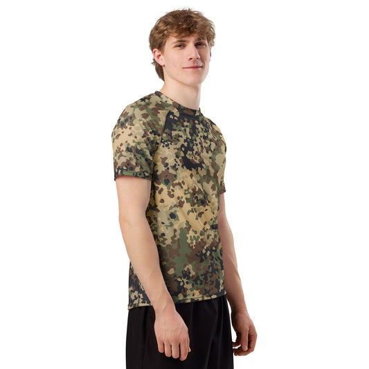 German Flecktarn Multi-terrain CAMO Mens Short-Sleeve Rash Guard - Short-sleeve Guards
