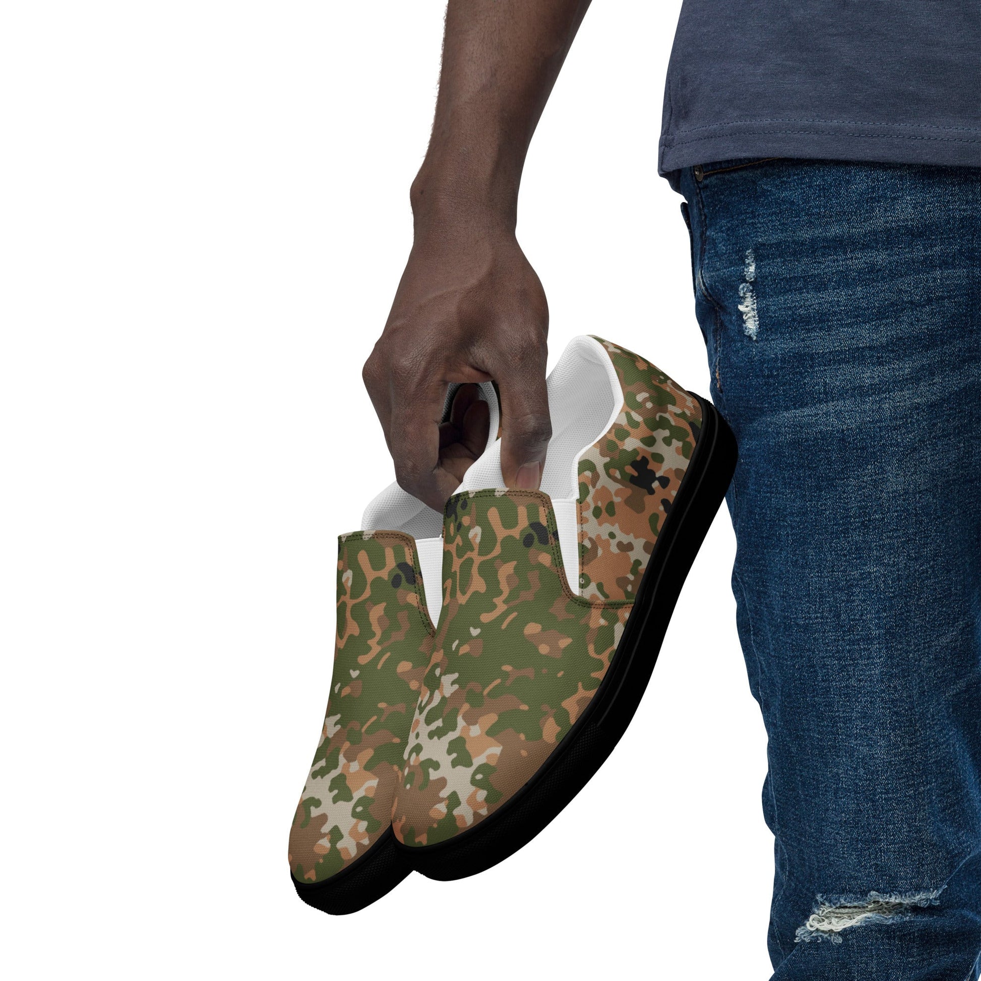 German Flecktarn Multi-terrain CAMO Mens Slip-On Canvas Shoes
