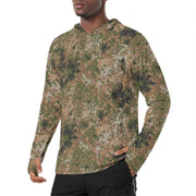 Flecktarn Bundeswehr Multi-Terrain CAMO Mens Sunscreen Sports Hoodie With Thumb Holes