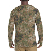Flecktarn Bundeswehr Multi-Terrain CAMO Mens Sunscreen Sports Hoodie With Thumb Holes - S / White