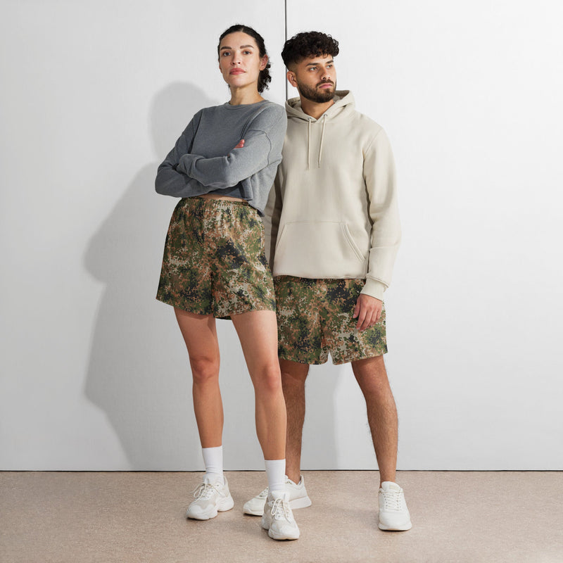 Flecktarn Bundeswehr Multi-Terrain CAMO Unisex Athletic Long Shorts