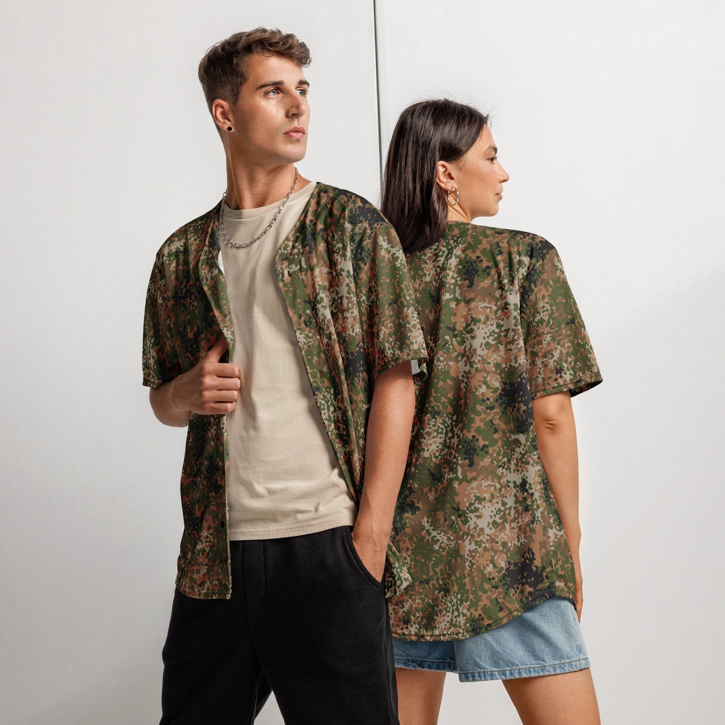 German Flecktarn Multi-terrain CAMO Unisex Baseball Jersey - 2XS