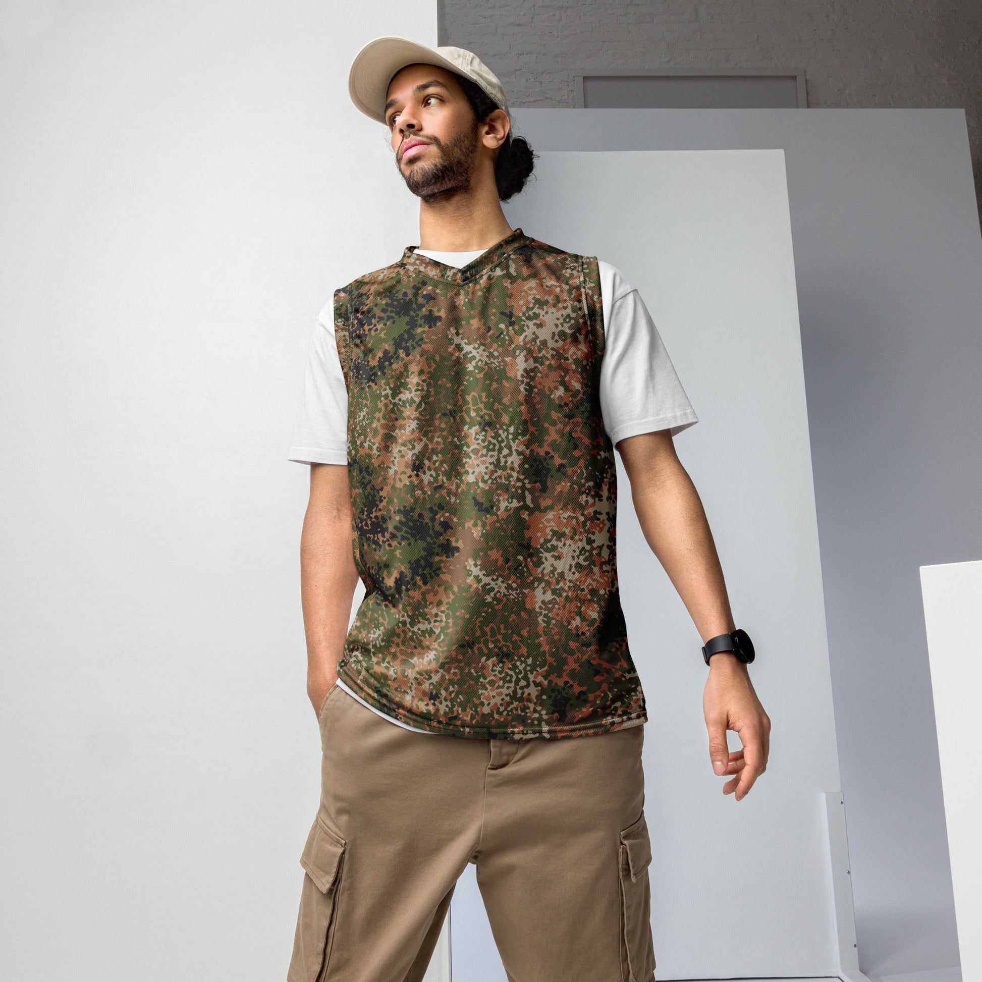 German Flecktarn Multi-terrain CAMO Unisex Basketball Jersey - 2XS