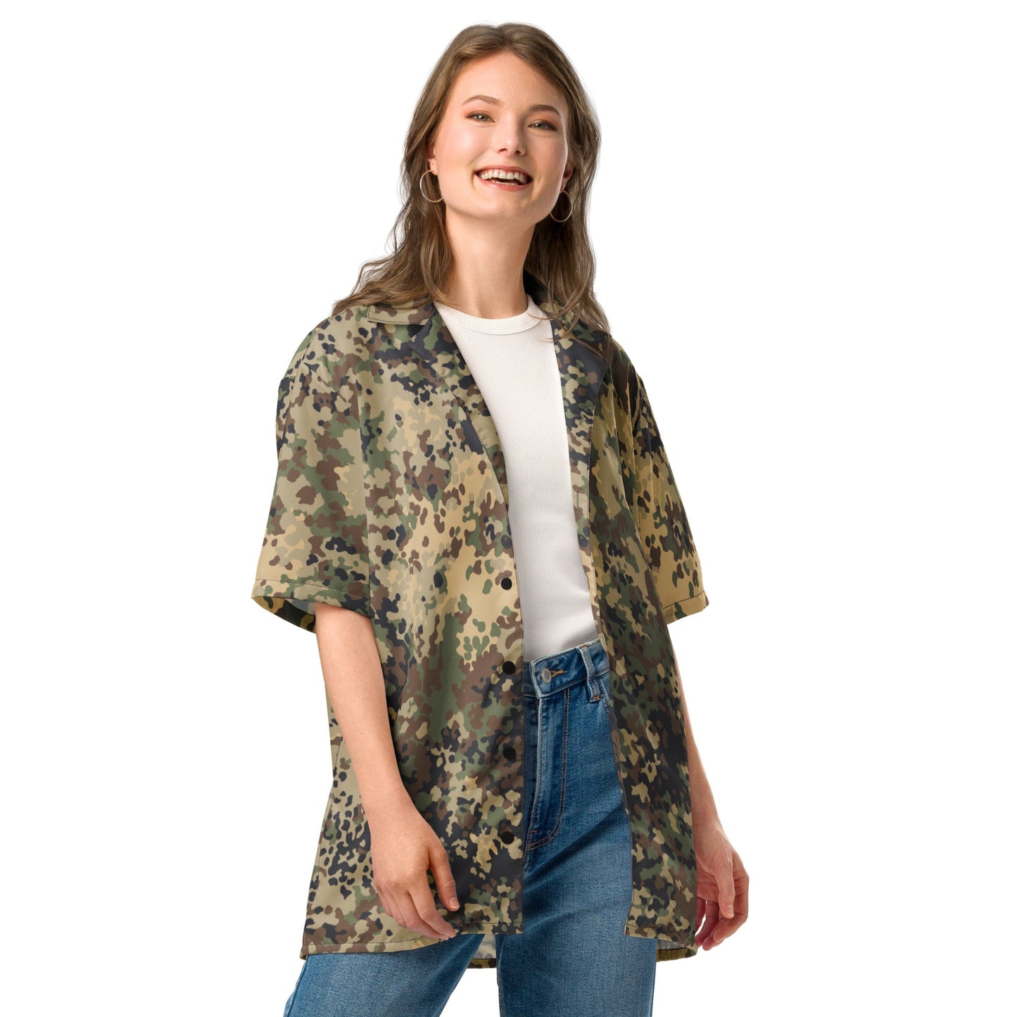 German Flecktarn Multi-terrain CAMO Unisex button shirt - Button Shirts