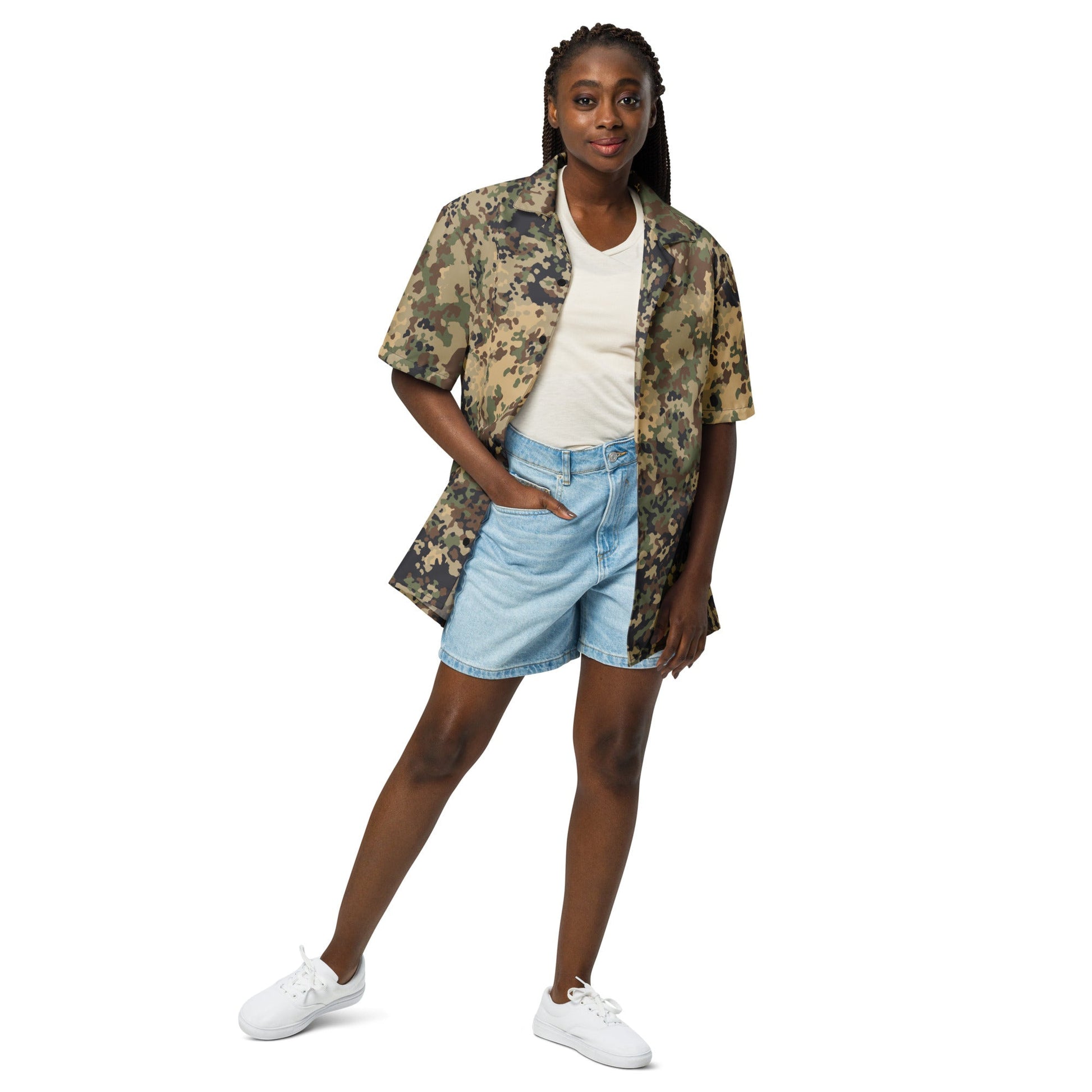 German Flecktarn Multi-terrain CAMO Unisex button shirt - Button Shirts