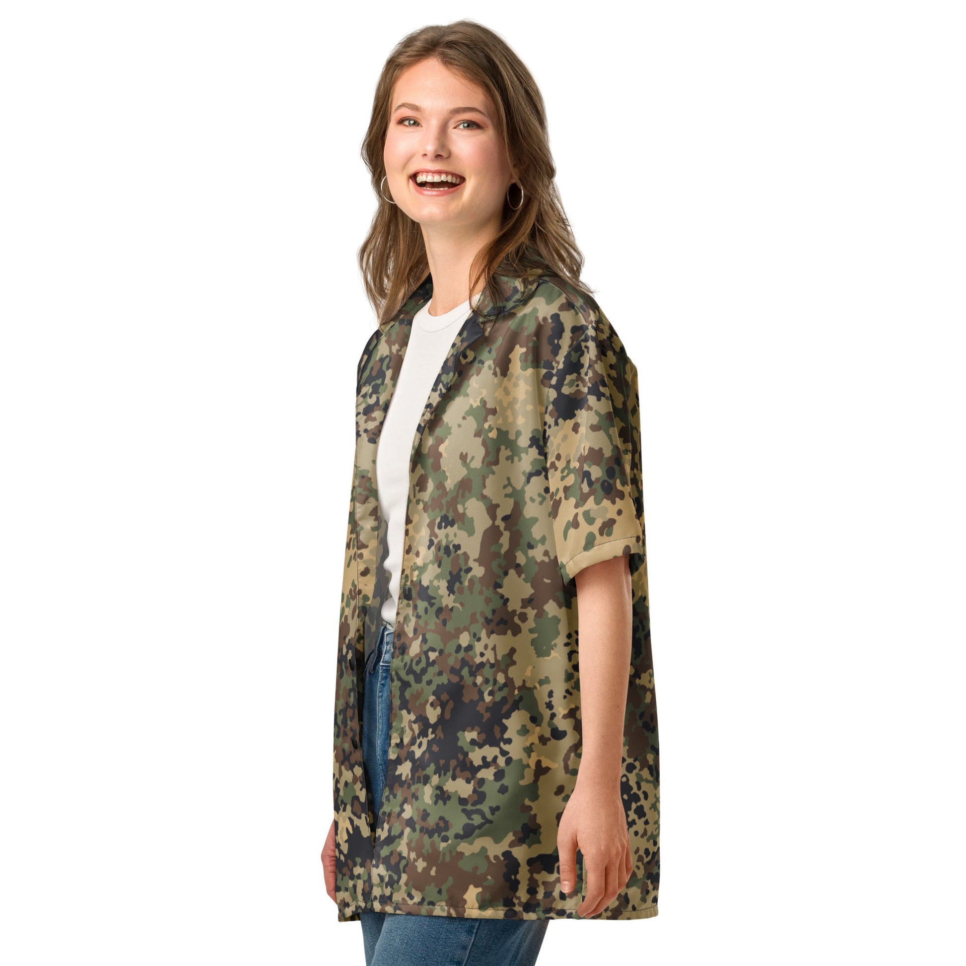 German Flecktarn Multi-terrain CAMO Unisex button shirt - Button Shirts