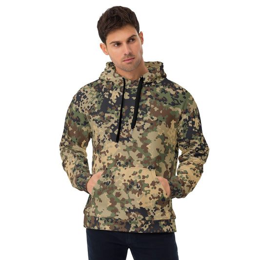 German Flecktarn Multi-terrain CAMO Unisex Hoodie - 2XS - Hoodies