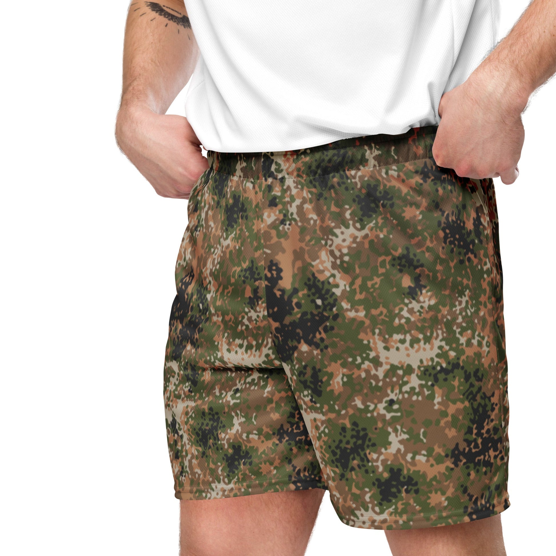 German Flecktarn Multi-terrain CAMO Unisex Mesh Shorts