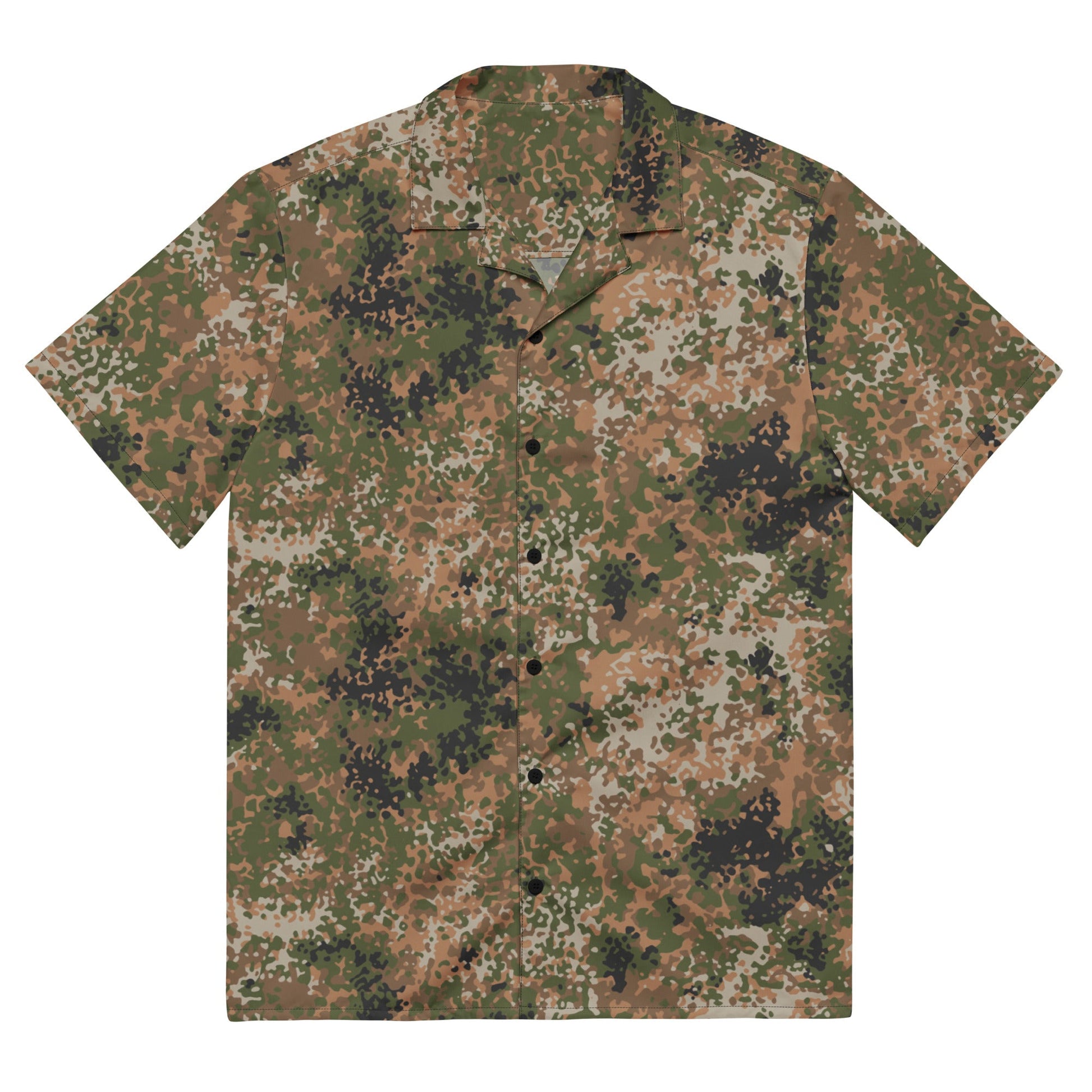 German Flecktarn Multi-terrain CAMO Unisex Short-Sleeve Button Shirt