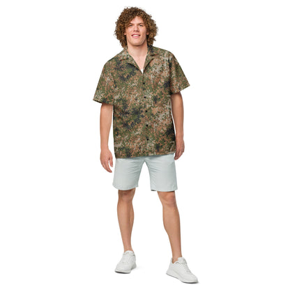 German Flecktarn Multi-terrain CAMO Unisex Short-Sleeve Button Shirt