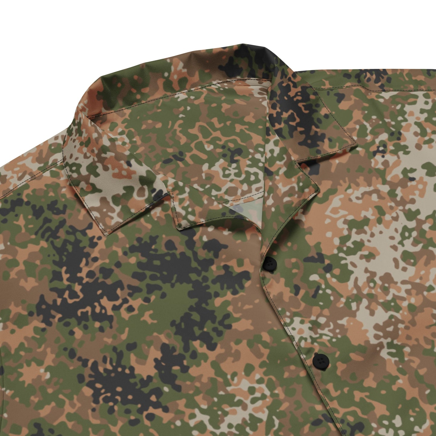 German Flecktarn Multi-terrain CAMO Unisex Short-Sleeve Button Shirt