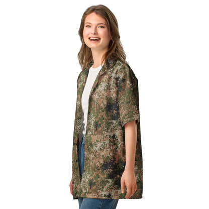 German Flecktarn Multi-terrain CAMO Unisex Short-Sleeve Button Shirt