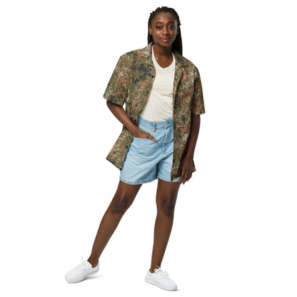 German Flecktarn Multi-terrain CAMO Unisex Short-Sleeve Button Shirt