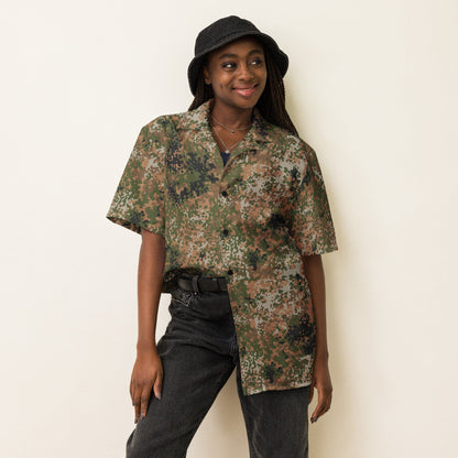 German Flecktarn Multi-terrain CAMO Unisex Short-Sleeve Button Shirt