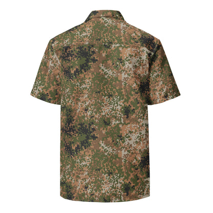 German Flecktarn Multi-terrain CAMO Unisex Short-Sleeve Button Shirt