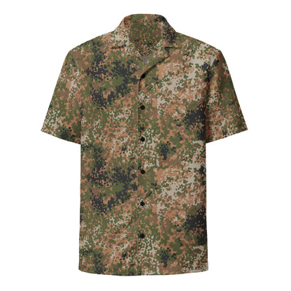 German Flecktarn Multi-terrain CAMO Unisex Short-Sleeve Button Shirt