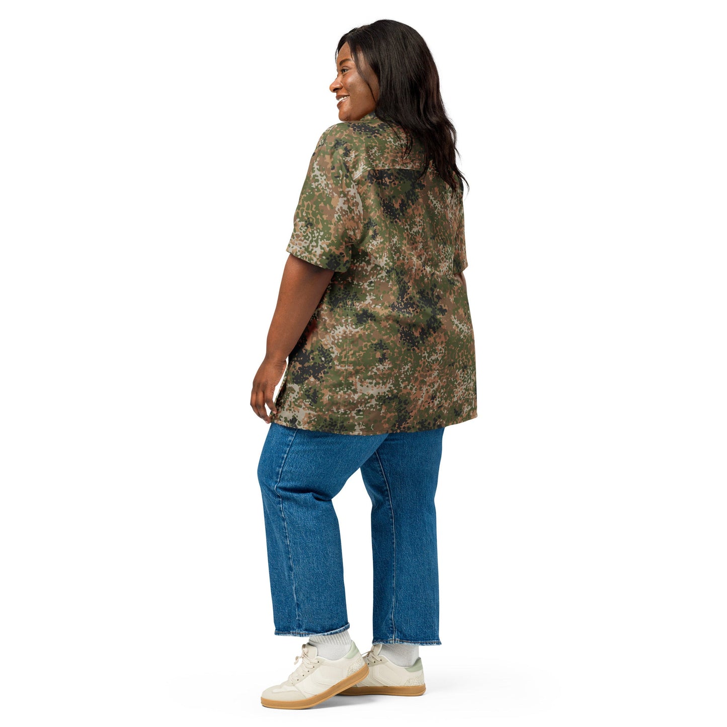German Flecktarn Multi-terrain CAMO Unisex Short-Sleeve Button Shirt