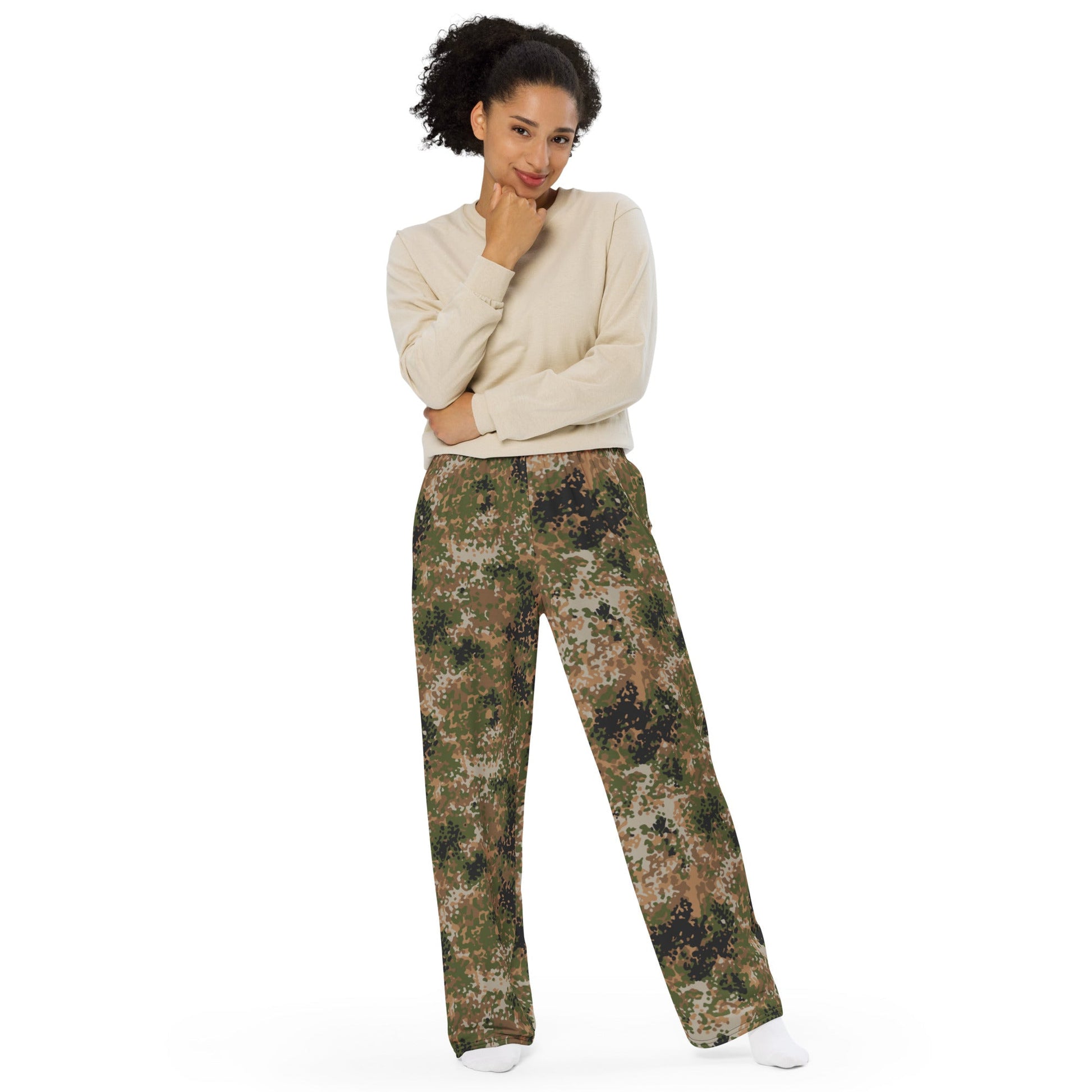 German Flecktarn Multi-terrain CAMO Unisex Wide-Leg Leisure Pants