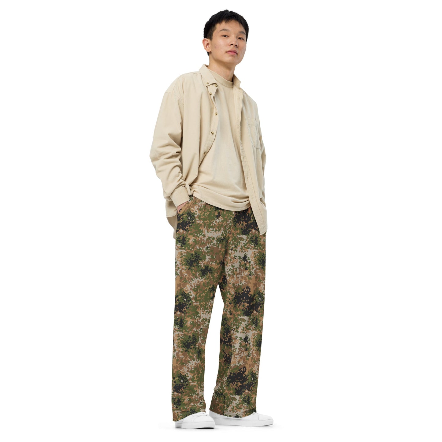 German Flecktarn Multi-terrain CAMO Unisex Wide-Leg Leisure Pants