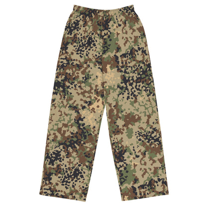 German Flecktarn Multi-terrain CAMO unisex wide-leg pants - 2XS - Wide-leg Pants