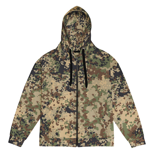 German Flecktarn Multi-terrain CAMO Unisex zip hoodie - 2XS - Zip Hoodies