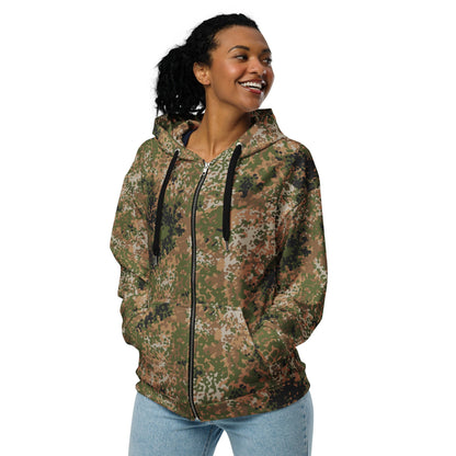 German Flecktarn Multi-terrain CAMO Unisex Zip Hoodie