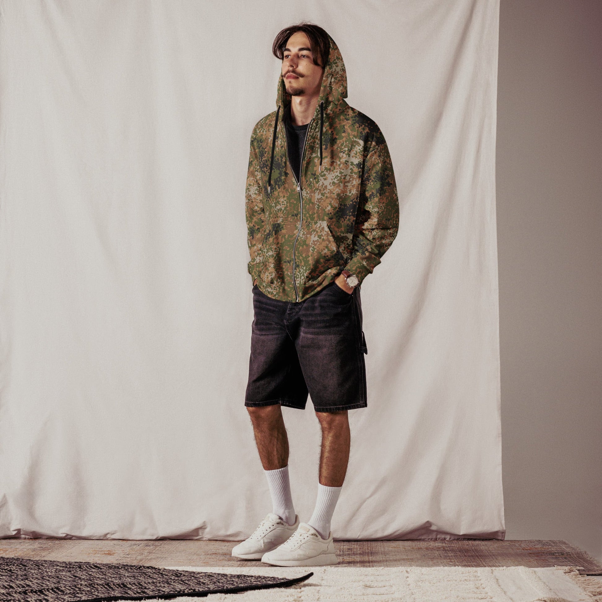German Flecktarn Multi-terrain CAMO Unisex Zip Hoodie