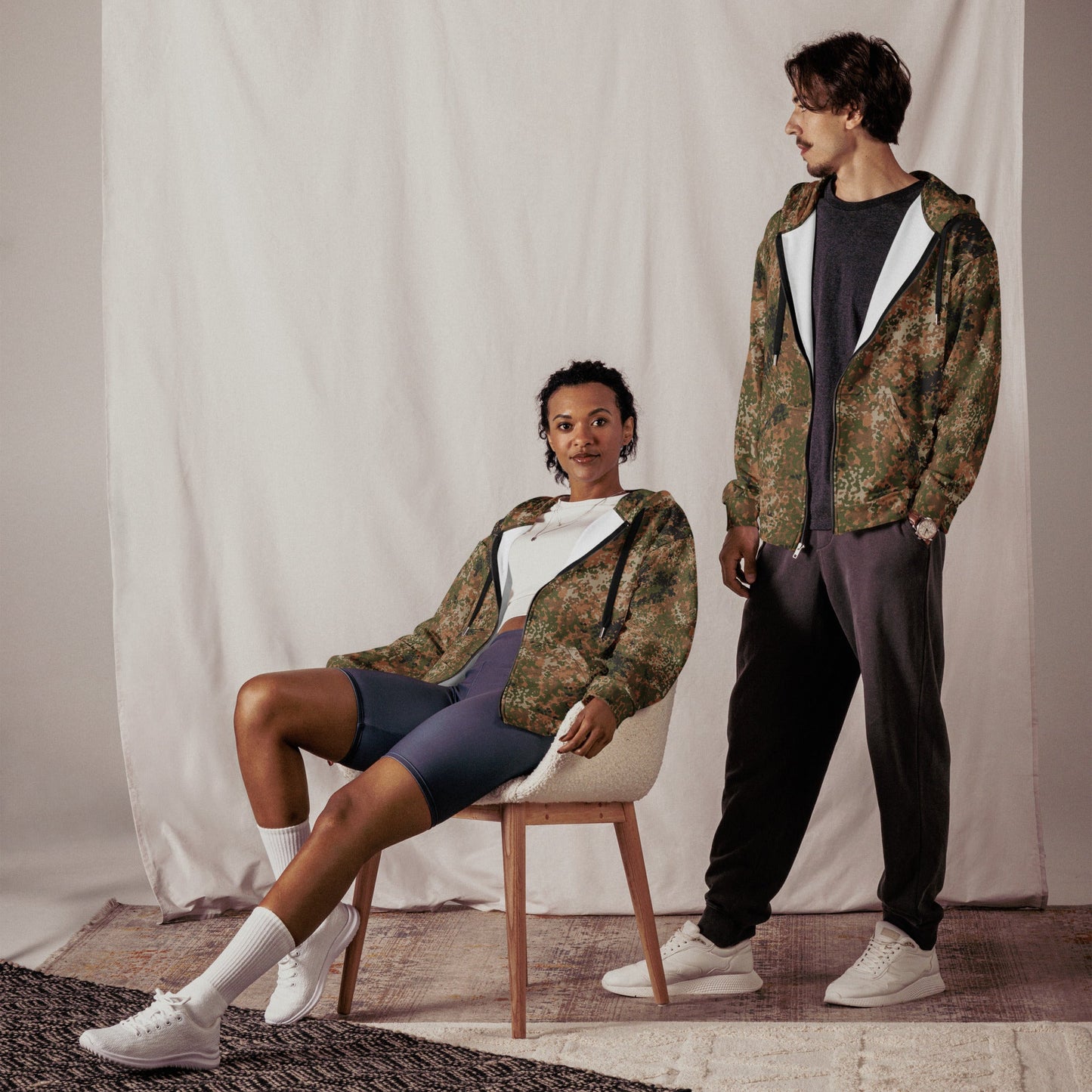 German Flecktarn Multi-terrain CAMO Unisex Zip Hoodie