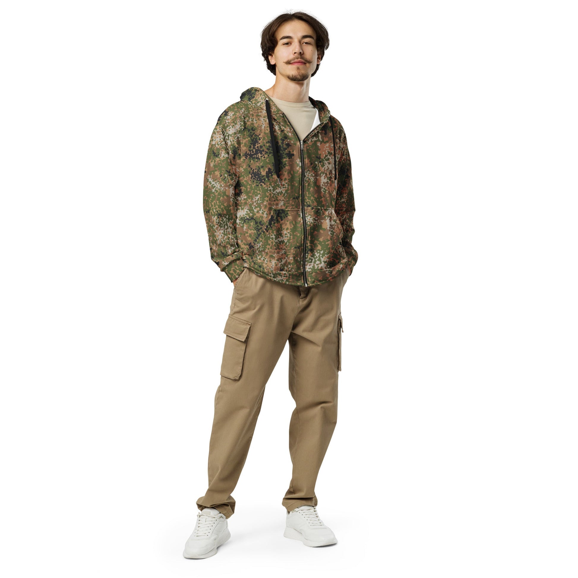 German Flecktarn Multi-terrain CAMO Unisex Zip Hoodie