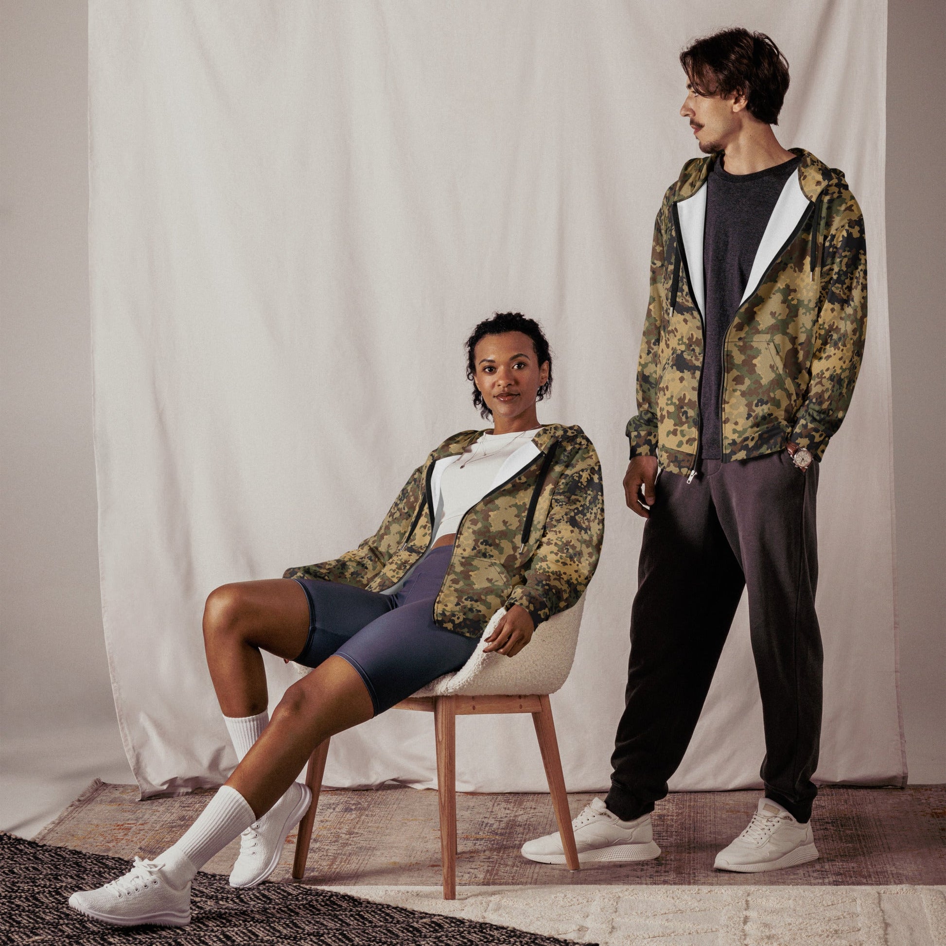 German Flecktarn Multi-terrain CAMO Unisex zip hoodie - Zip Hoodies