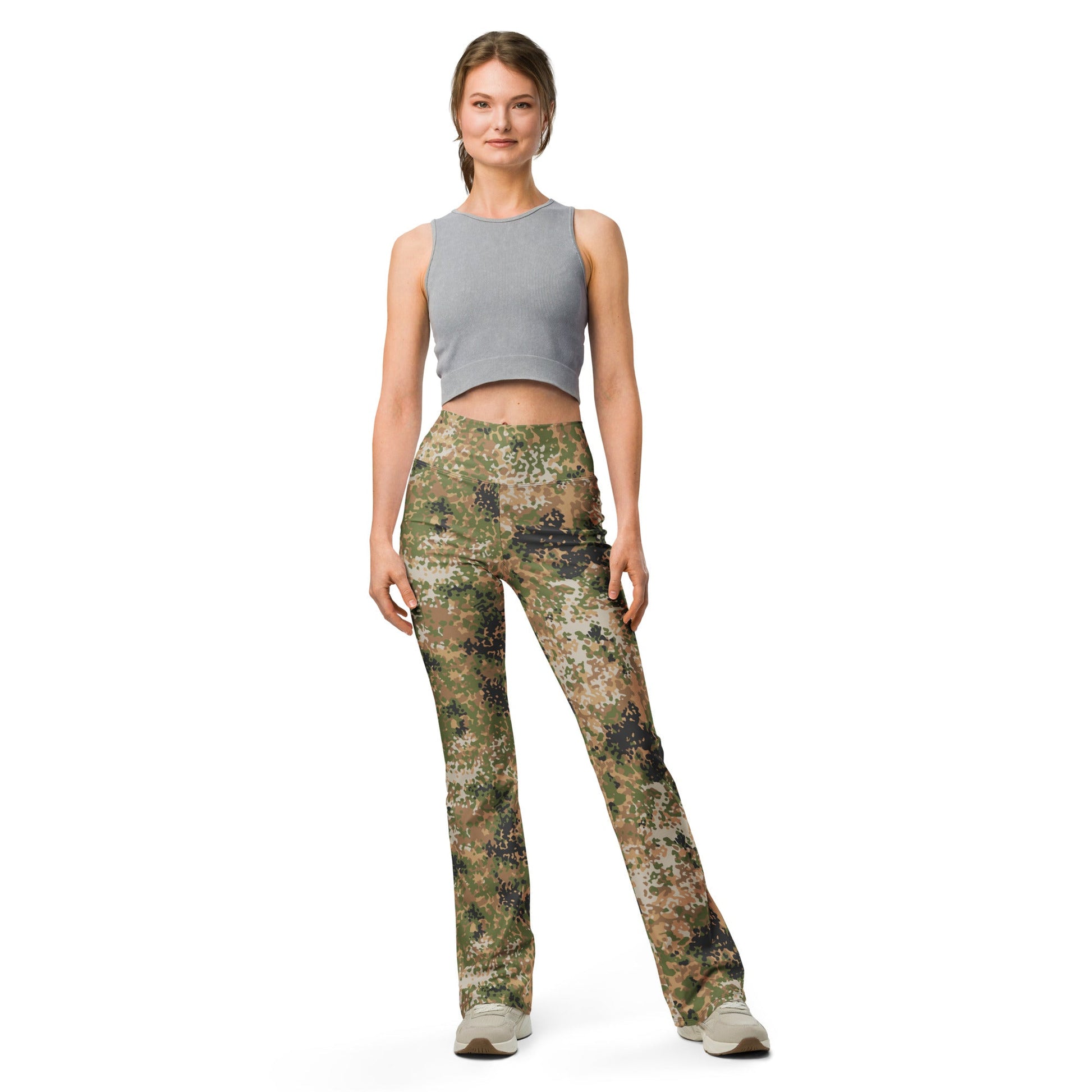 German Flecktarn Multi-terrain CAMO Womens Flare Leggings - 2XS