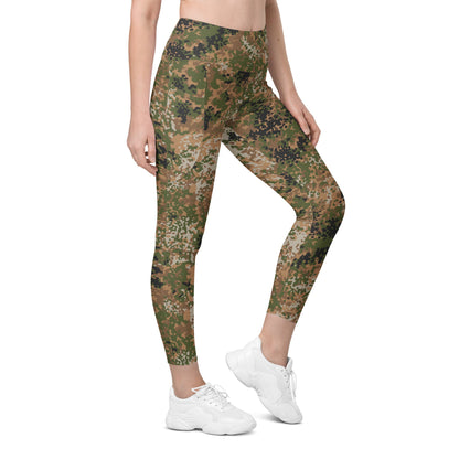 German Flecktarn Multi-terrain CAMO Womens Leggings with Pockets - 2XS