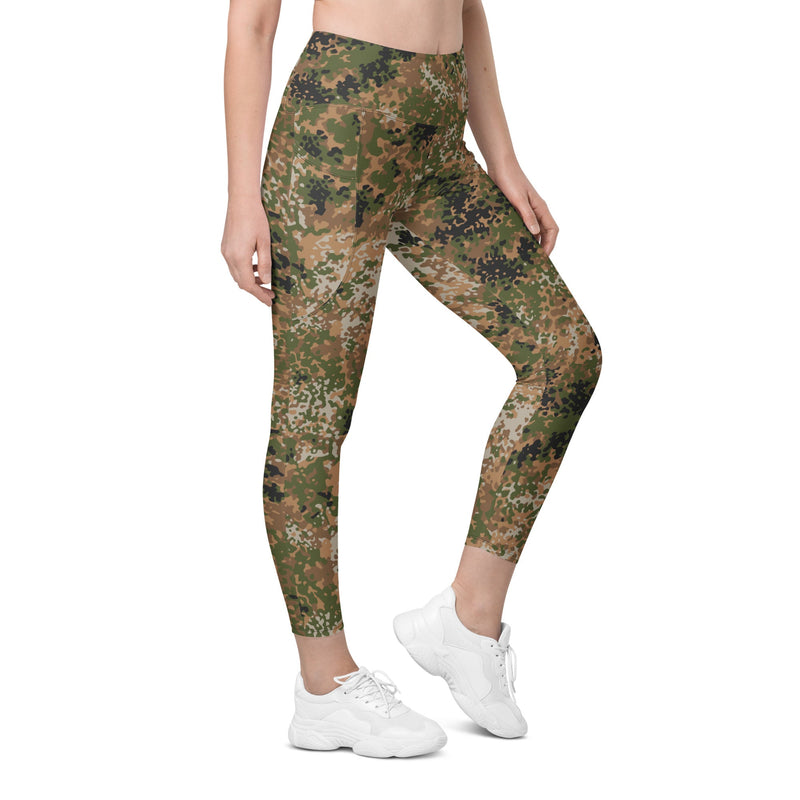 Flecktarn Bundeswehr Multi-Terrain CAMO Womens Leggings with Pockets - 2XS - Women