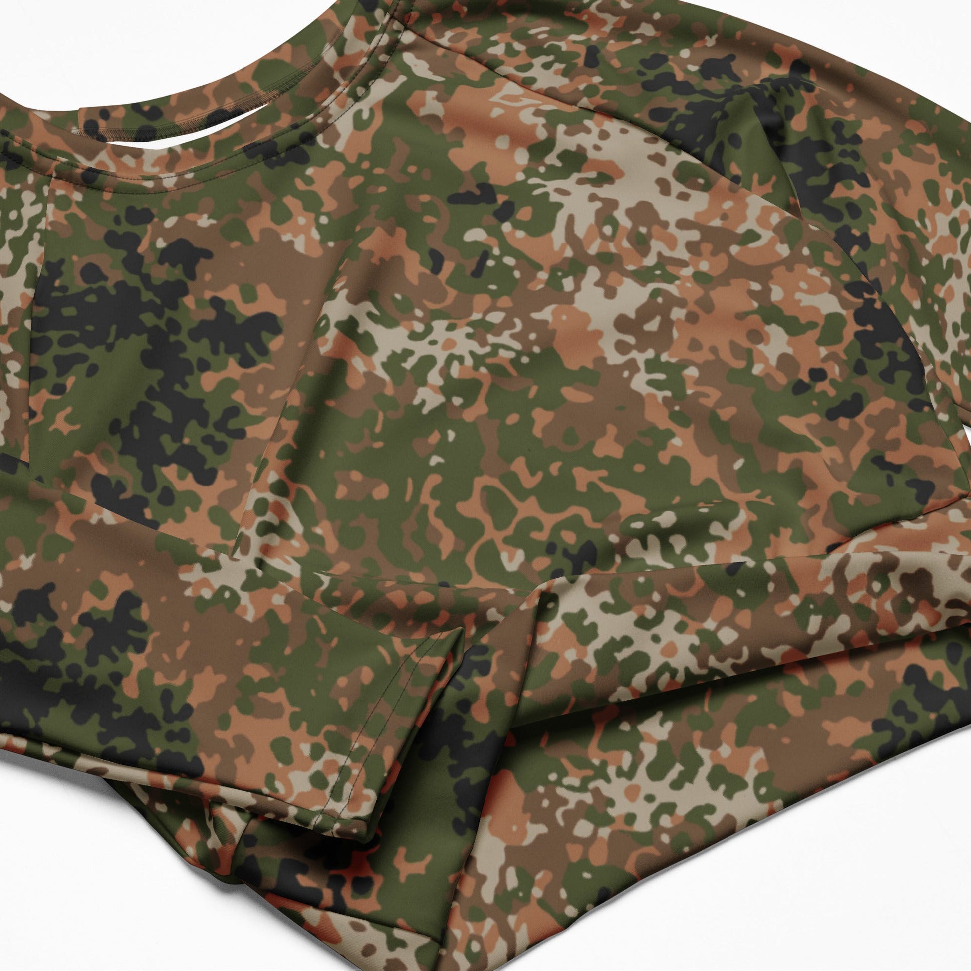 German Flecktarn Multi-terrain CAMO Womens Long-Sleeve Crop Top