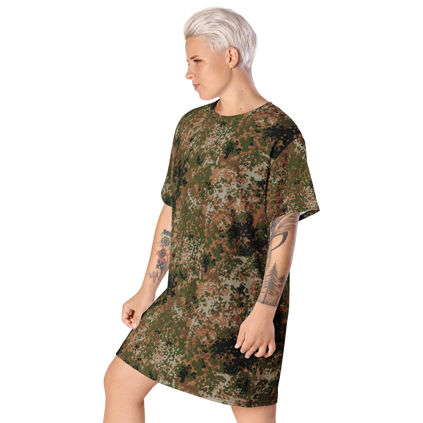 German Flecktarn Multi-terrain CAMO Womens T-Shirt Dress
