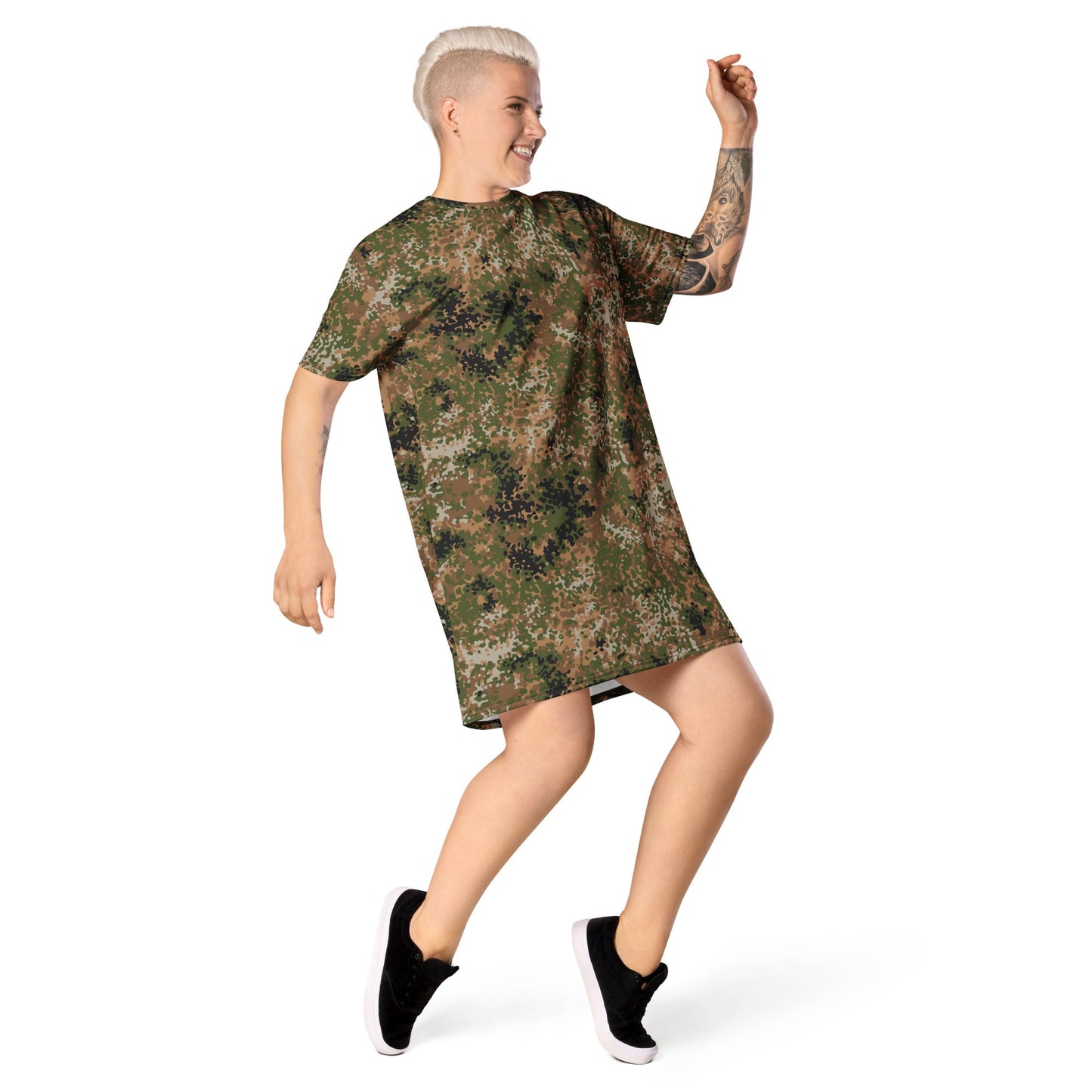 German Flecktarn Multi-terrain CAMO Womens T-Shirt Dress