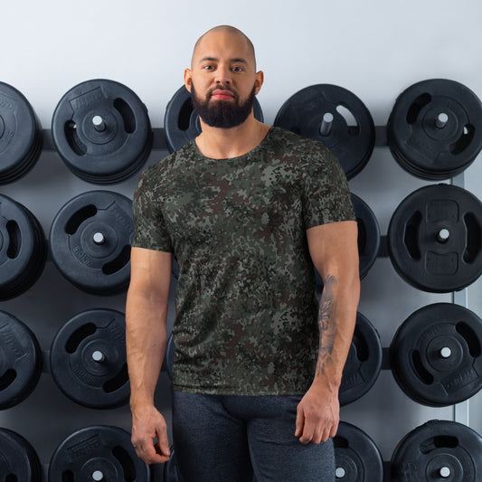 German Flecktarn Night Ops CAMO Mens Athletic T-Shirt - XS