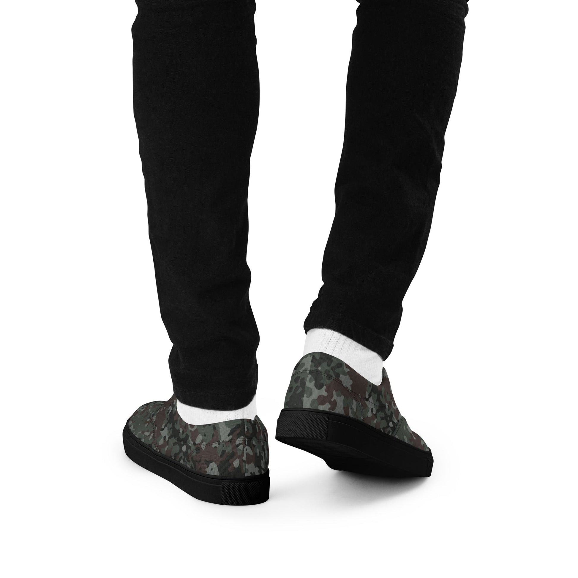 German Flecktarn Night Ops CAMO Mens Lace-Up Canvas Shoes - Lace-up